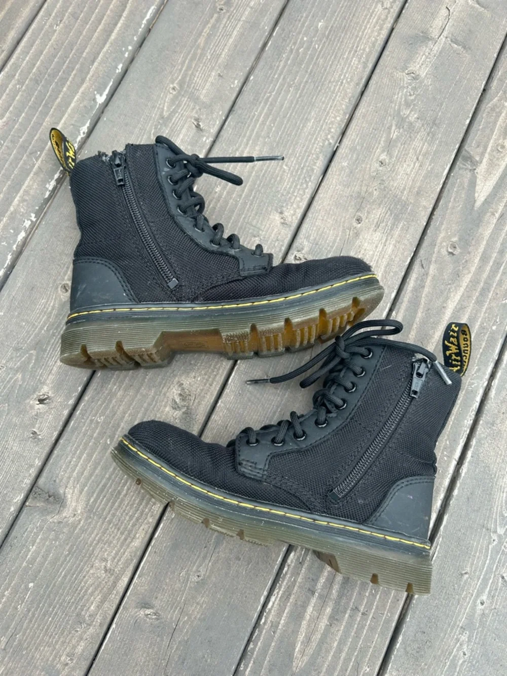 Sz 13 Big Kid Dr. Martens‎ Junior Combat Boots, Black Combs Side Zip Xtra Tough